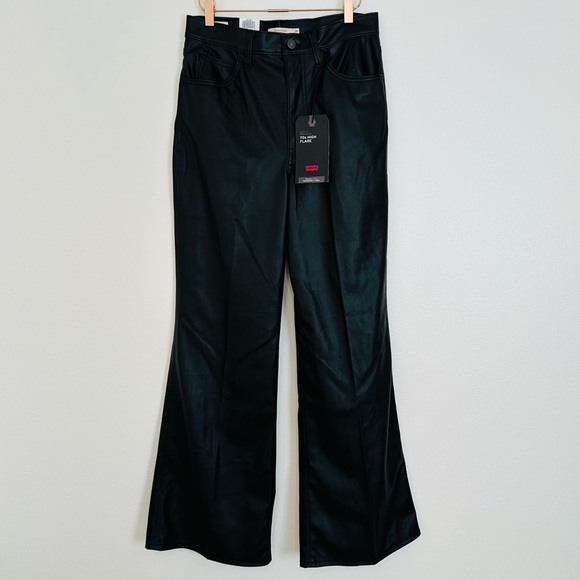 New Levi's 70's Flare Faux Leather Pant Leather Night - Picture 8 of 13